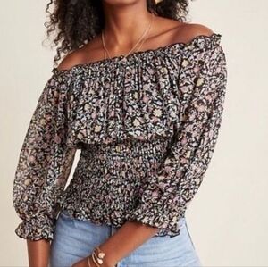 Anthropologie Off The Shoulder Ruched Top